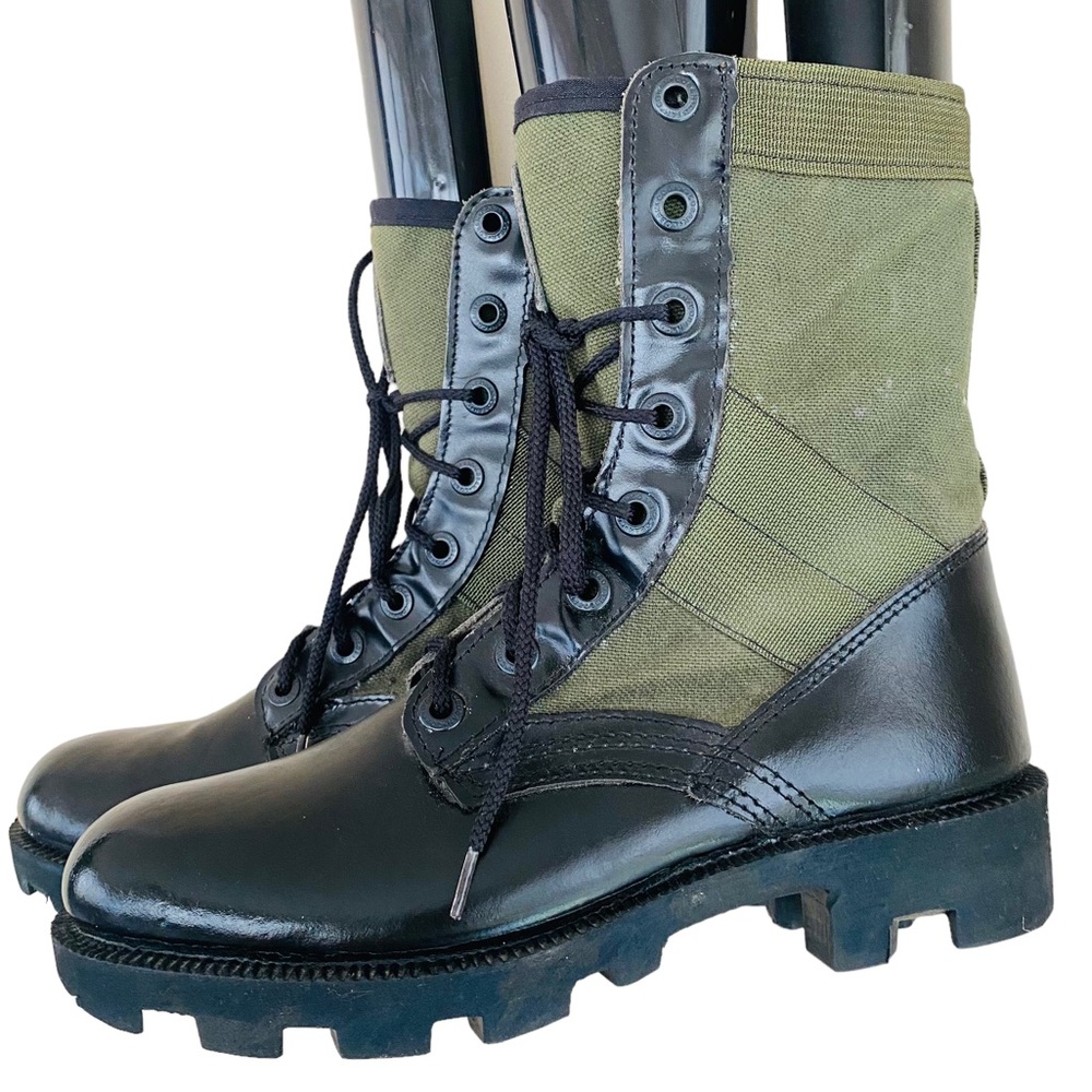 COBAN Olive Green & Black‎ Leather Lace Up Military Style Jungle Boots Size 7